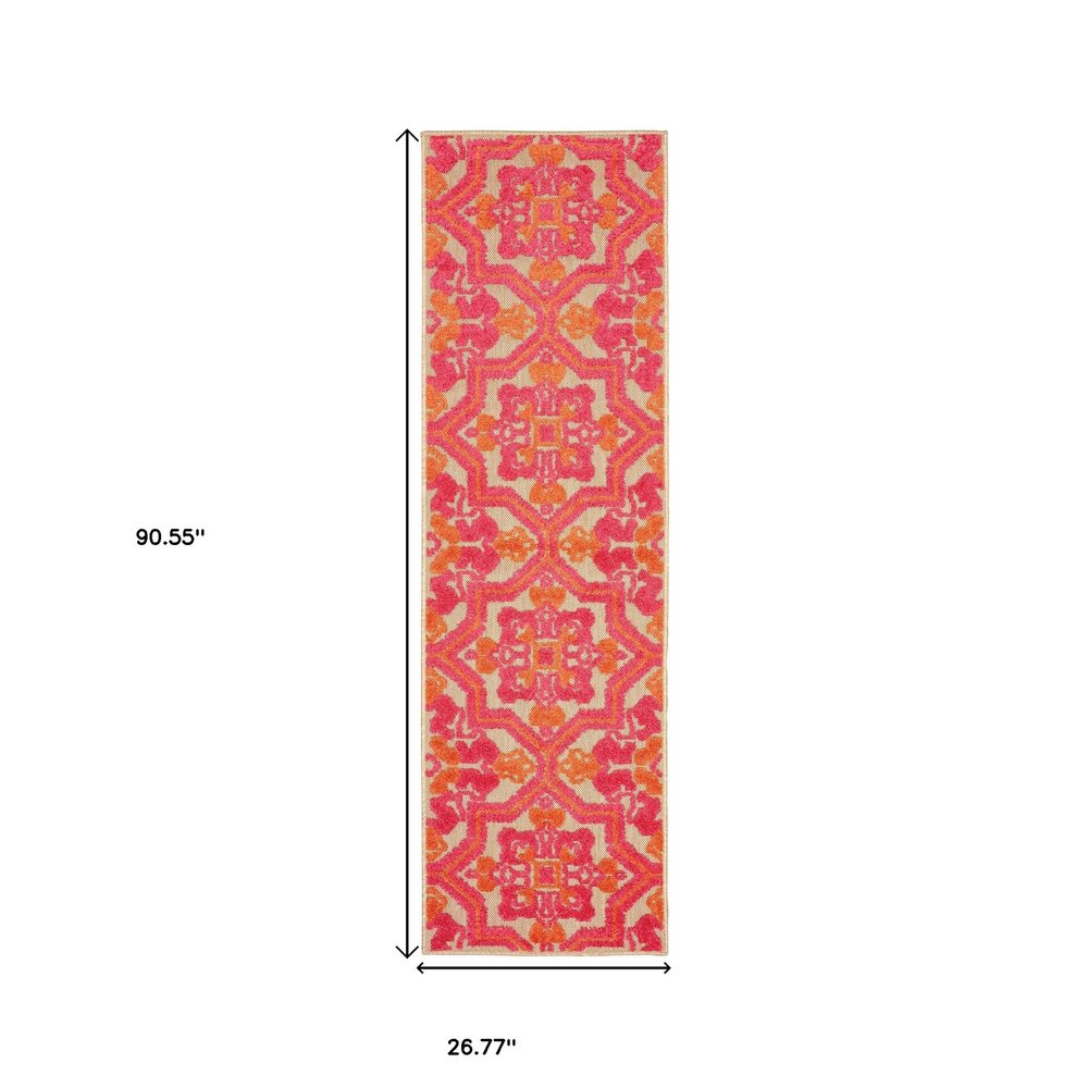 5' X 8' Pink And Orange Moroccan Indoor Outdoor Area Rug