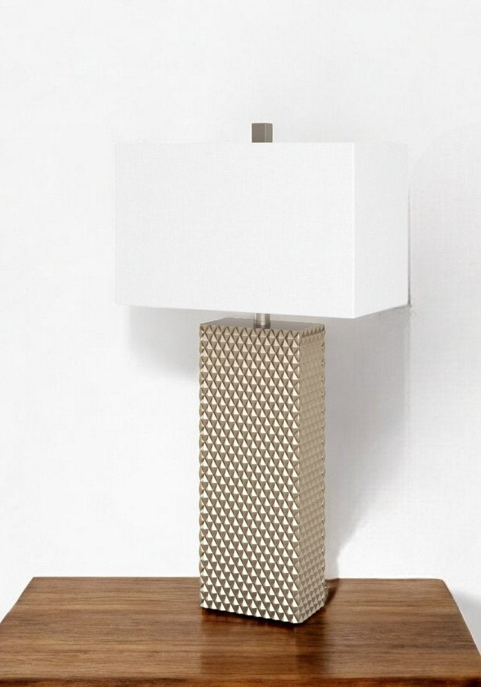 Set of Two 29" Gold Waffle Table Lamps With White Shade