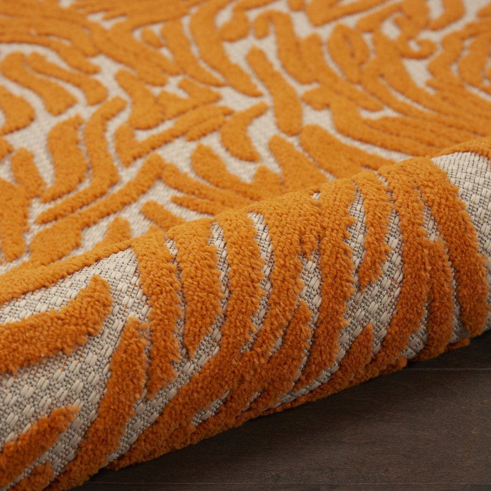 3' X 4' Orange And Ivory Abstract Indoor Outdoor Area Rug