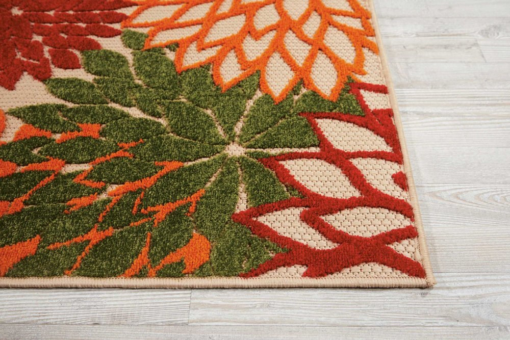 3' X 4' Orange And Ivory Abstract Indoor Outdoor Area Rug
