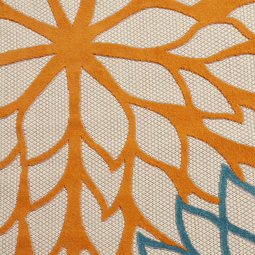 3' X 4' Orange And Ivory Abstract Indoor Outdoor Area Rug