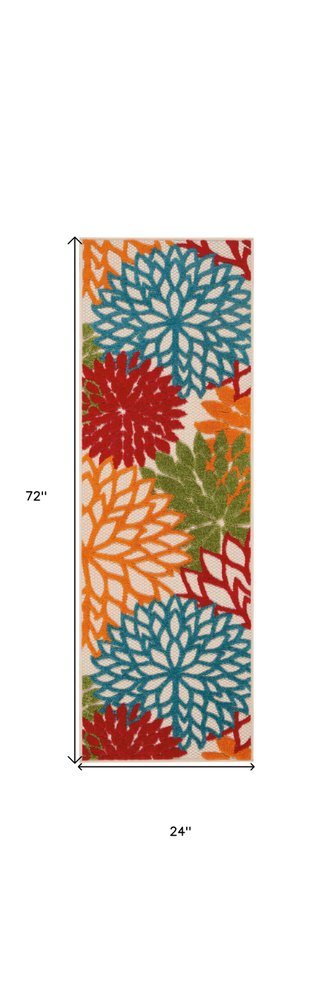 8' Green And Ivory Indoor Outdoor Area Rug
