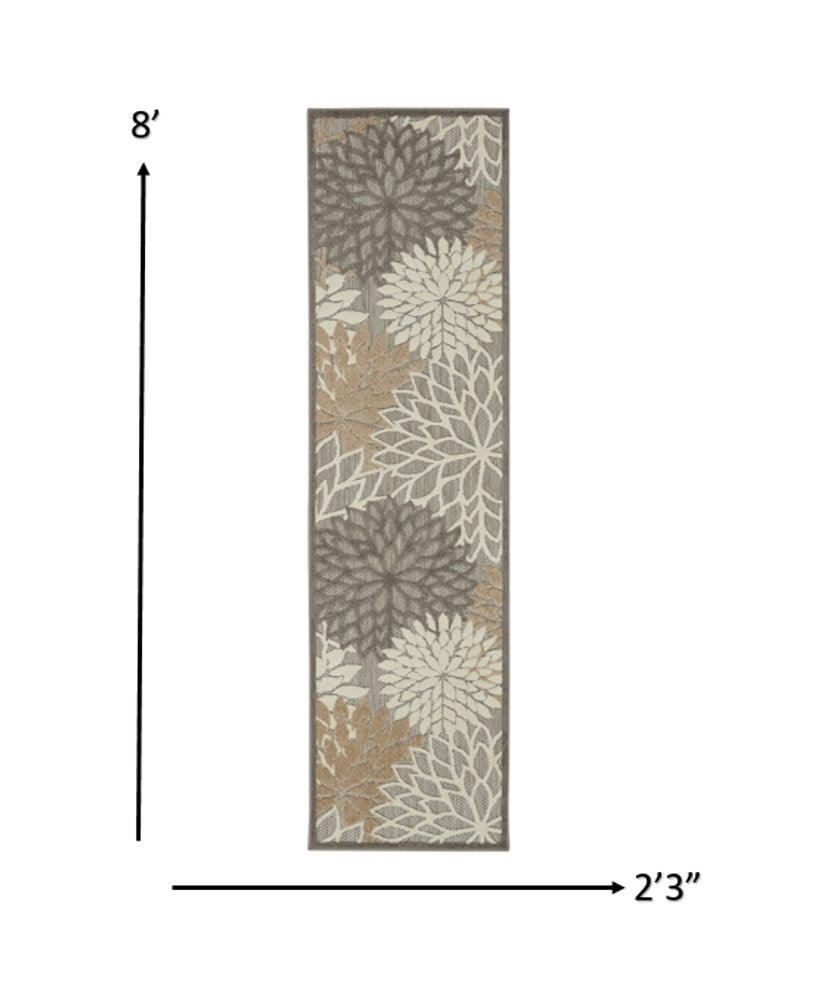8' Gray And Ivory Indoor Outdoor Area Rug