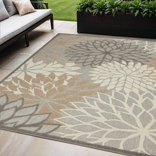 10' Gray And Ivory Indoor Outdoor Area Rug