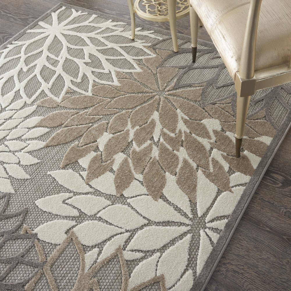 10' Gray And Ivory Indoor Outdoor Area Rug