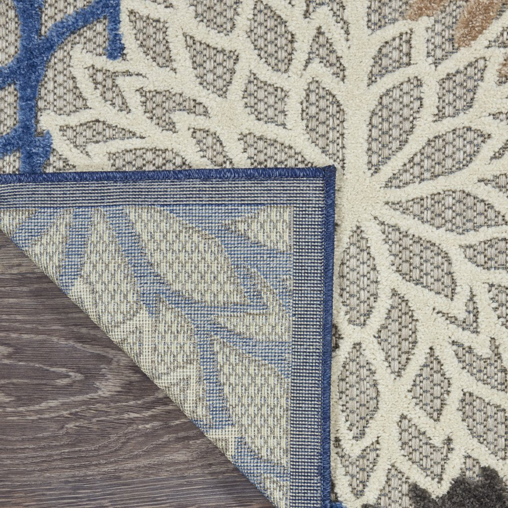 6' Blue And Gray Indoor Outdoor Area Rug