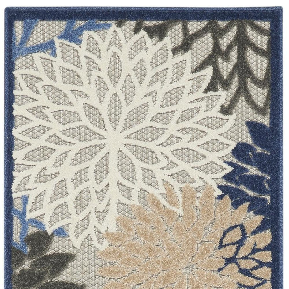10' Blue And Gray Indoor Outdoor Area Rug