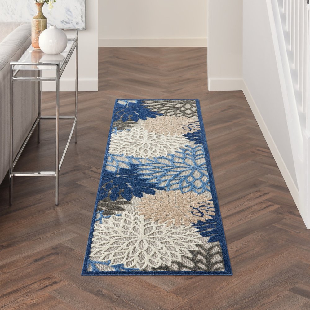 10' Blue And Gray Indoor Outdoor Area Rug