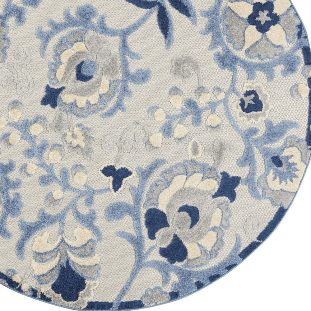7' X 10' Blue And Gray Indoor Outdoor Area Rug