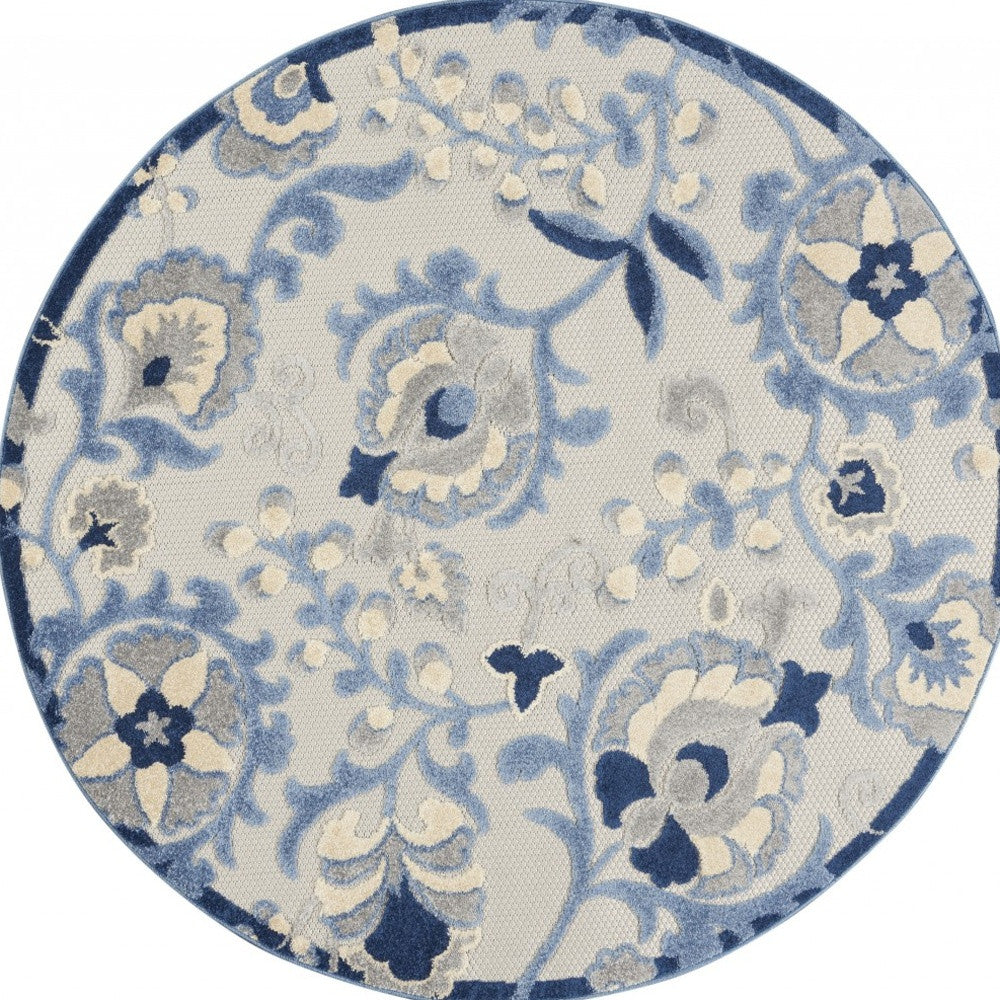 7' X 10' Blue And Gray Indoor Outdoor Area Rug