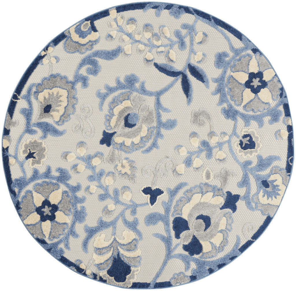 7' X 10' Blue And Gray Indoor Outdoor Area Rug