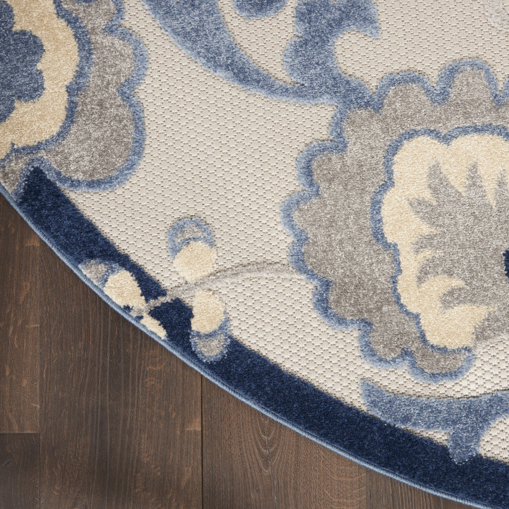 7' X 10' Blue And Gray Indoor Outdoor Area Rug