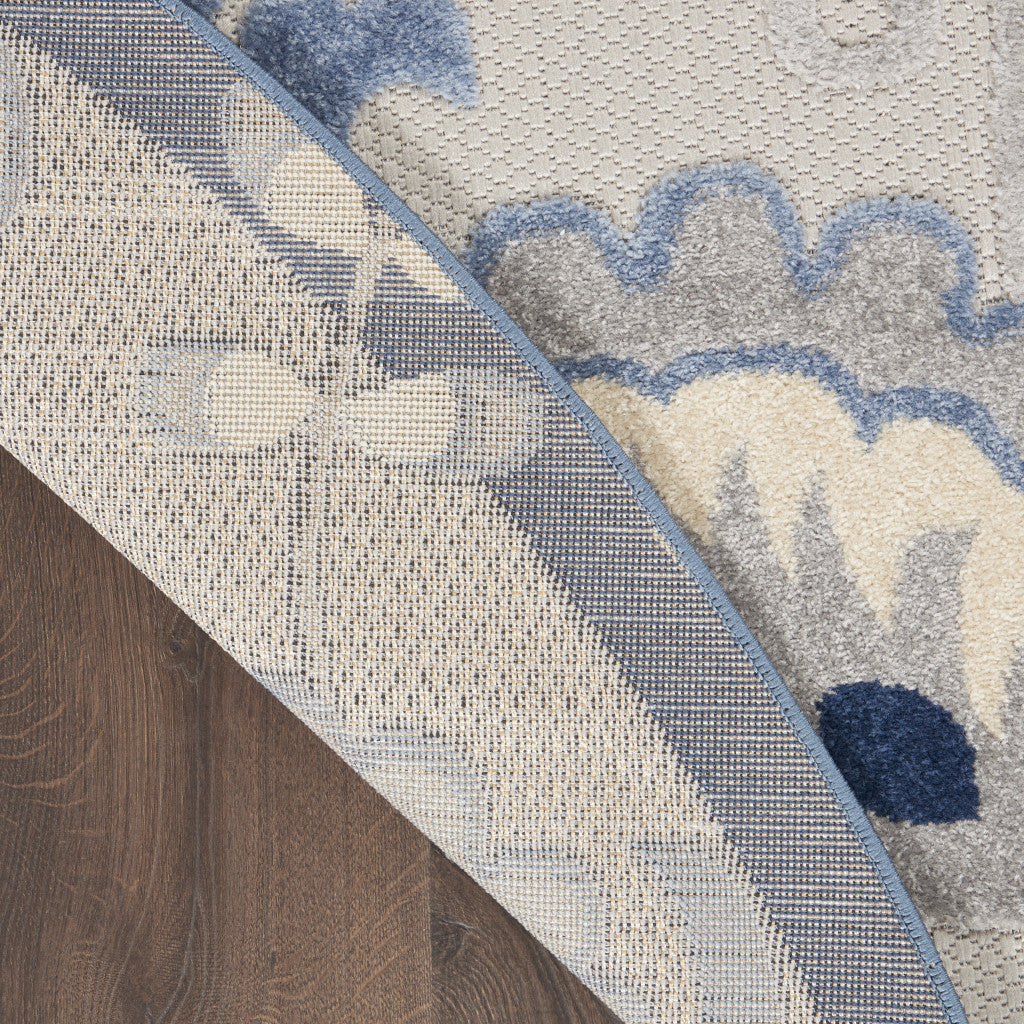 7' X 10' Blue And Gray Indoor Outdoor Area Rug