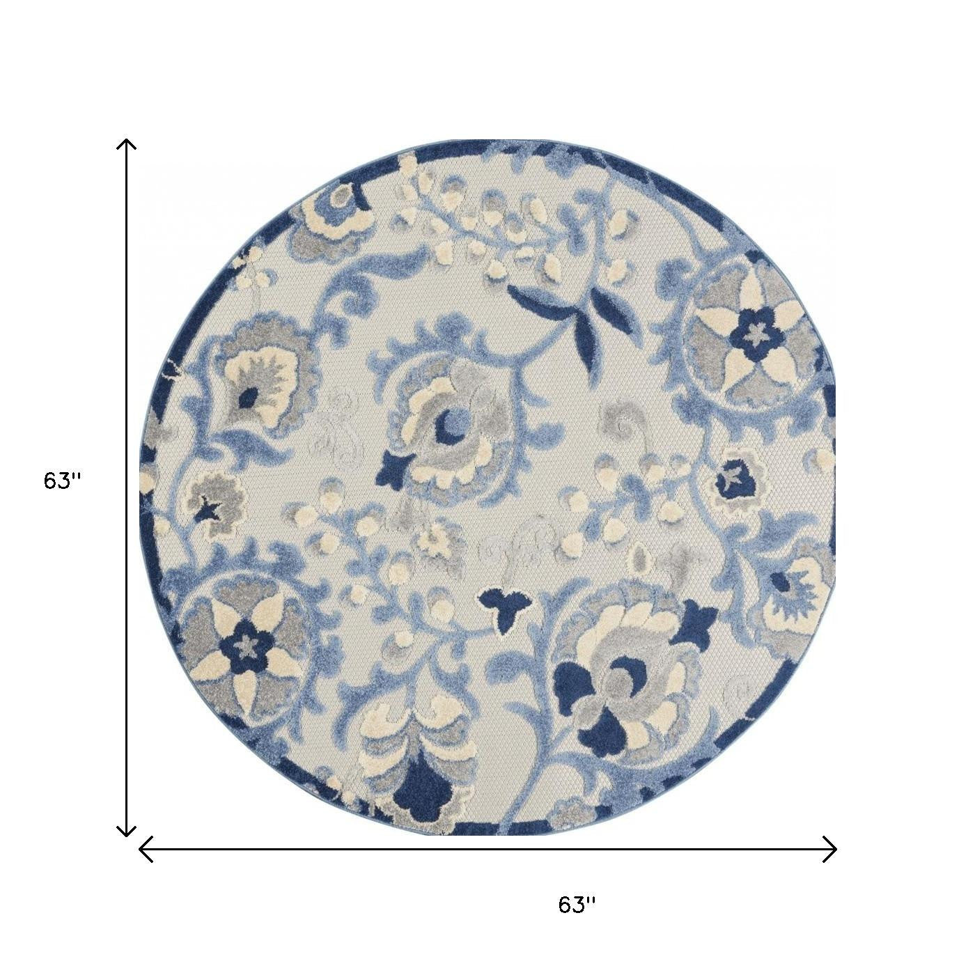 7' X 10' Blue And Gray Indoor Outdoor Area Rug