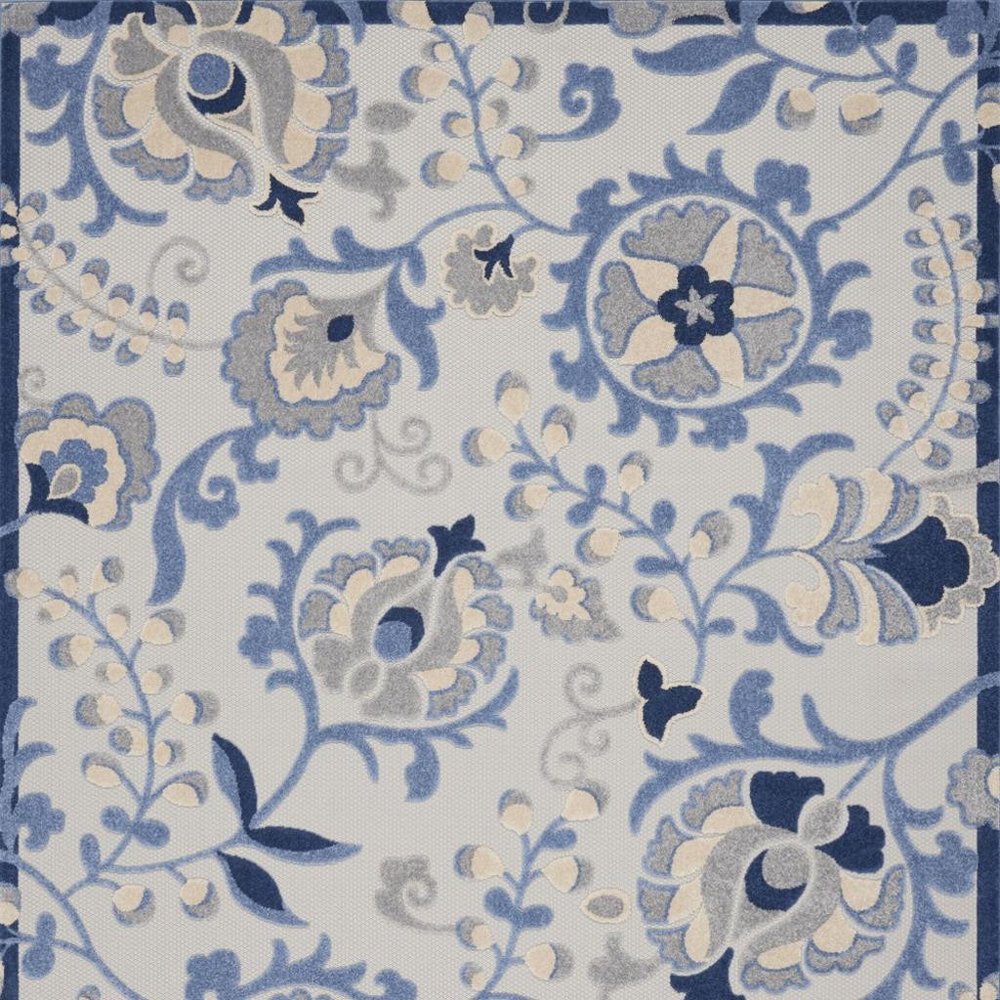 7' X 10' Blue And Gray Indoor Outdoor Area Rug