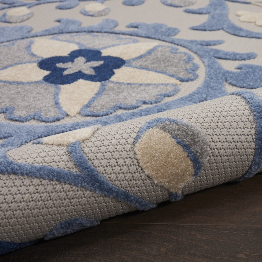 7' X 10' Blue And Gray Indoor Outdoor Area Rug