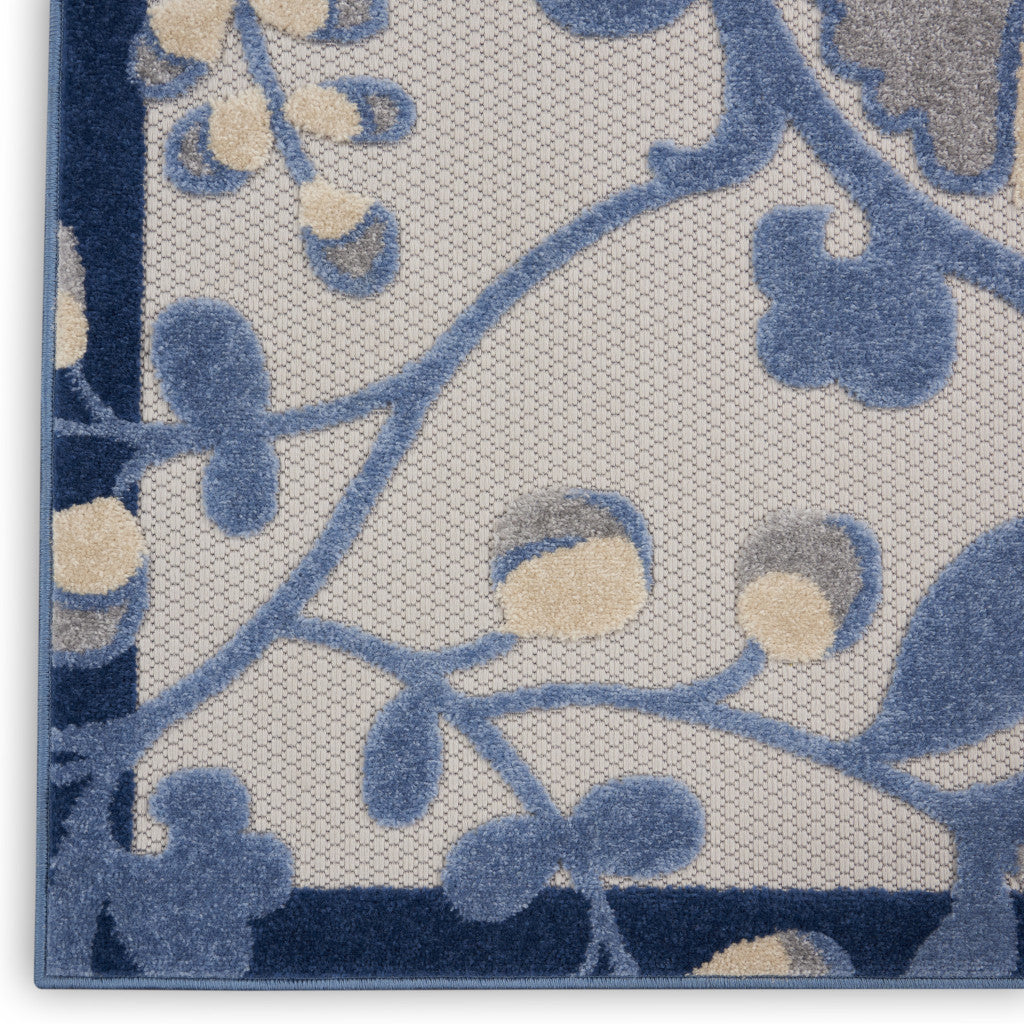 7' X 10' Blue And Gray Indoor Outdoor Area Rug