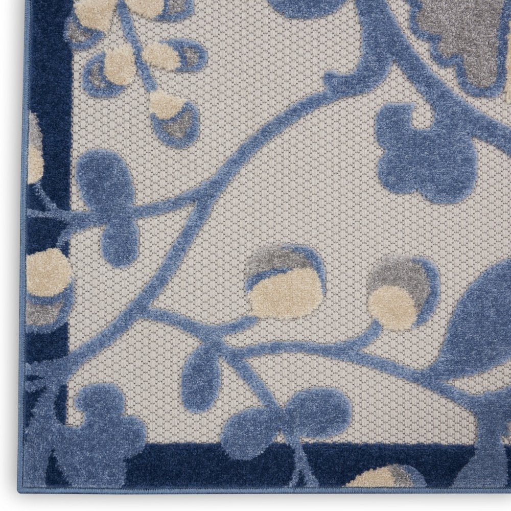 7' X 10' Blue And Gray Indoor Outdoor Area Rug