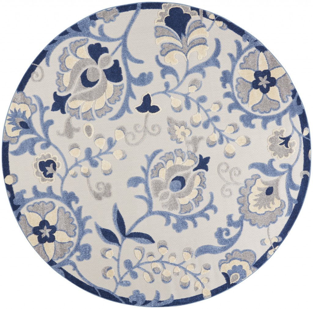 7' X 10' Blue And Gray Indoor Outdoor Area Rug