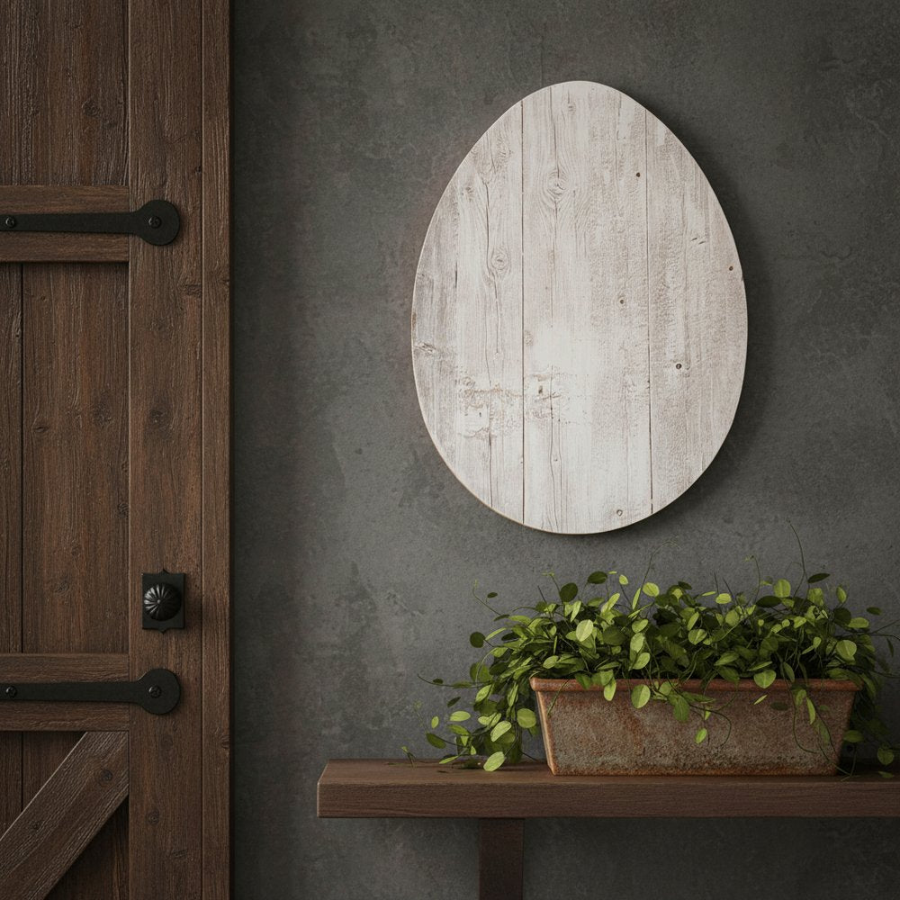 12" X 9" White Easter Solid Wood Hanging Dimensional Sculpture