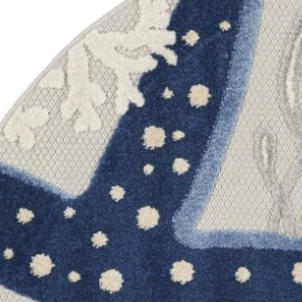 4' X 6' Blue And Gray Indoor Outdoor Area Rug