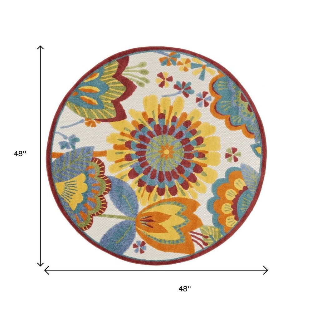 5' X 8' Yellow And Ivory Indoor Outdoor Area Rug