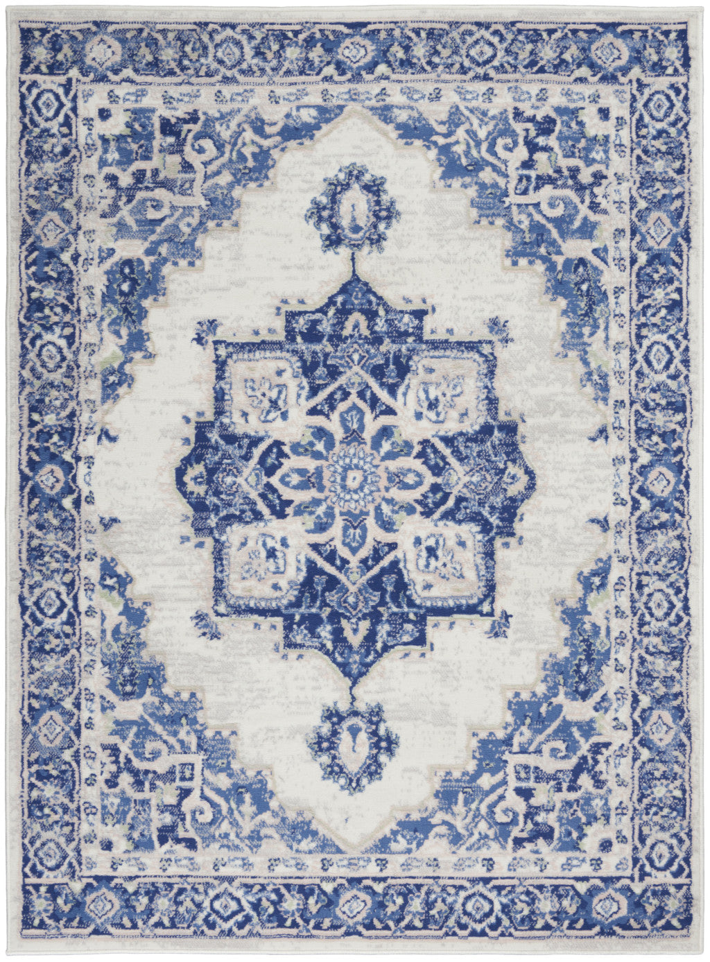 4' X 6' Blue And Gray Indoor Outdoor Area Rug
