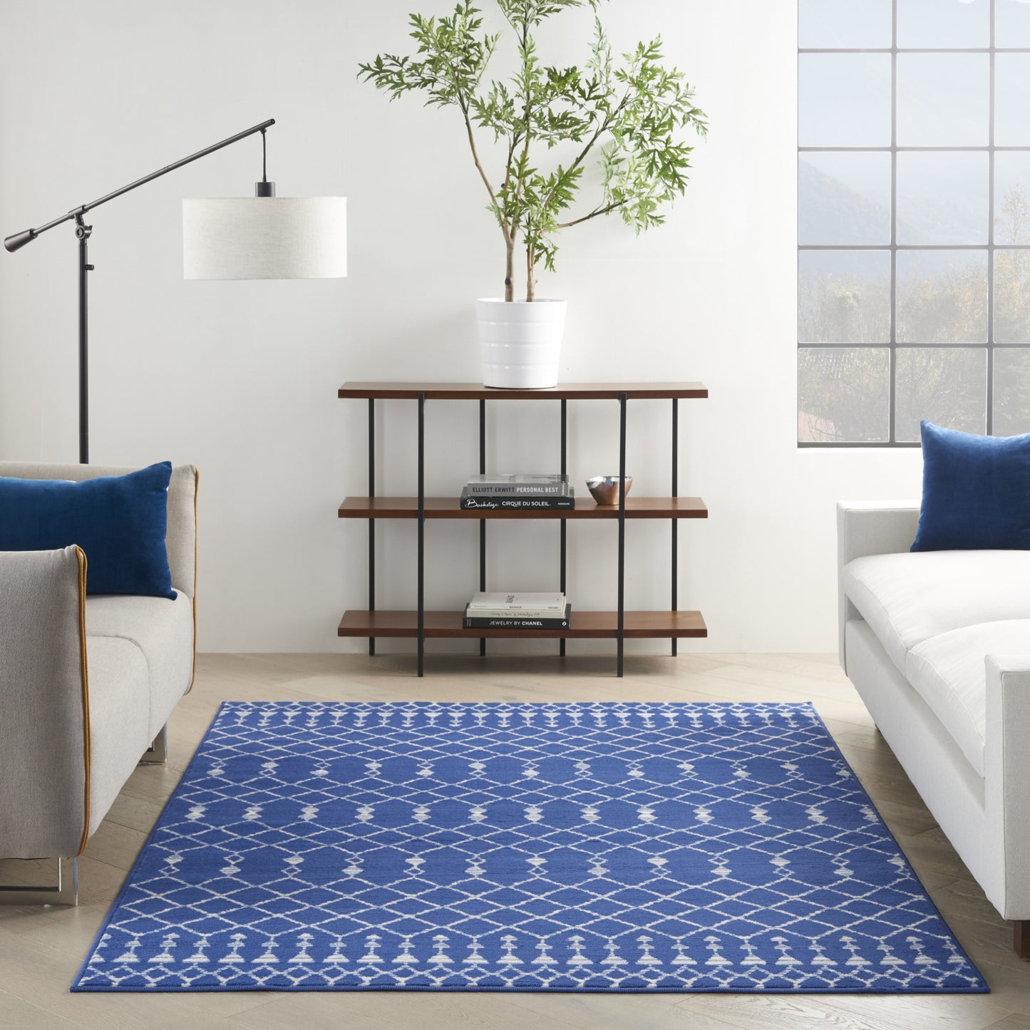 4' X 6' Blue And Gray Indoor Outdoor Area Rug
