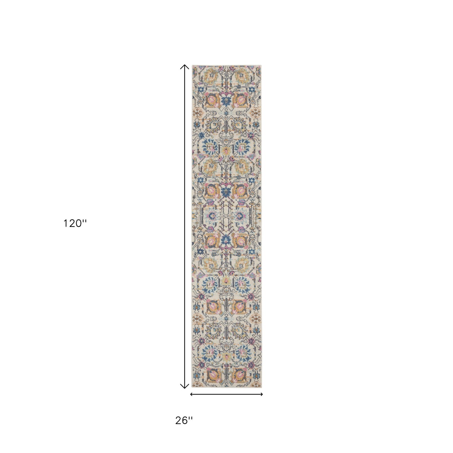 2' X 3' Ivory And Blue Floral Area Rug