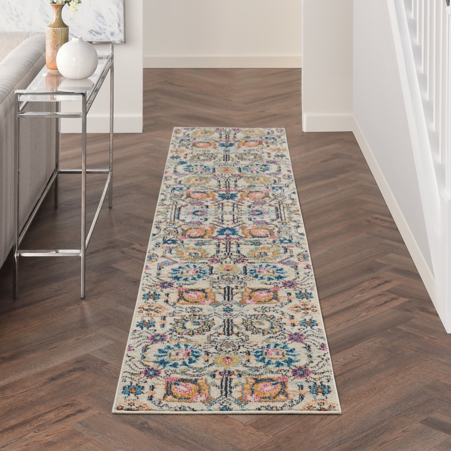 2' X 3' Ivory And Blue Floral Area Rug