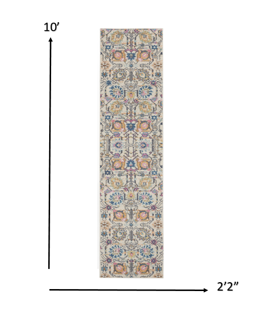 2' X 3' Ivory And Blue Floral Area Rug