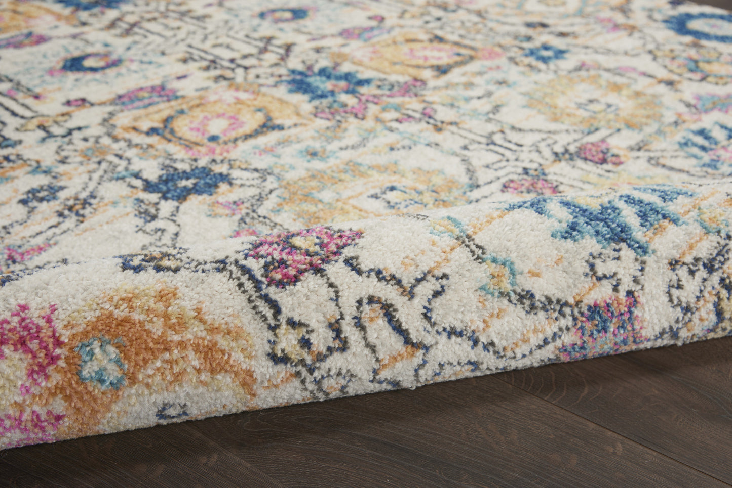 2' X 3' Ivory And Blue Floral Area Rug