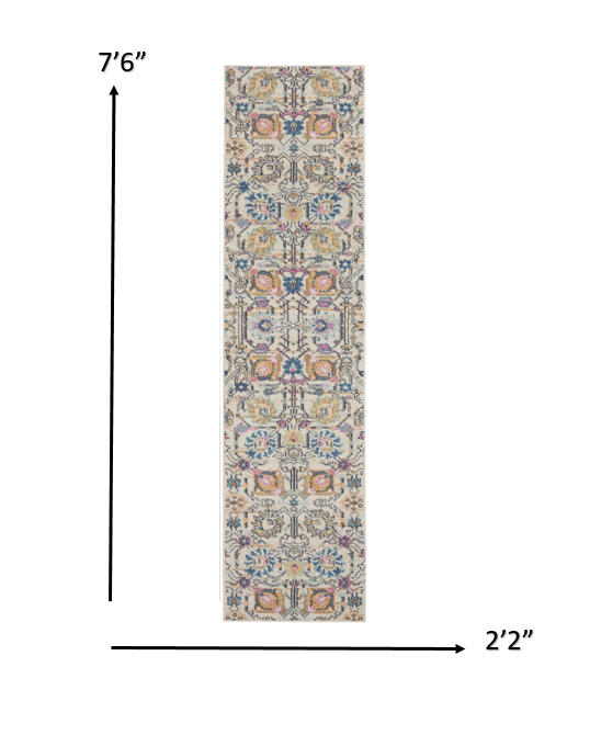 2' X 3' Ivory And Blue Floral Area Rug