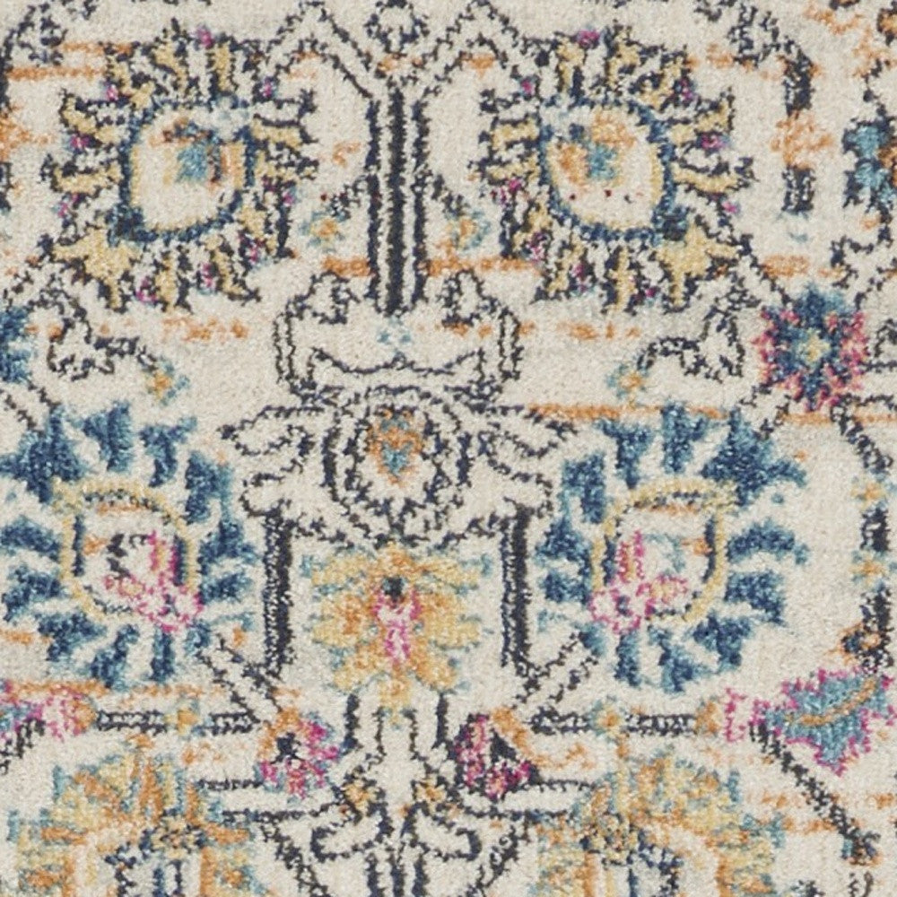 2' X 3' Ivory And Blue Floral Area Rug