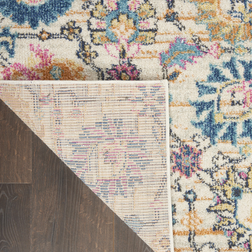 4' X 6' Ivory And Blue Floral Area Rug
