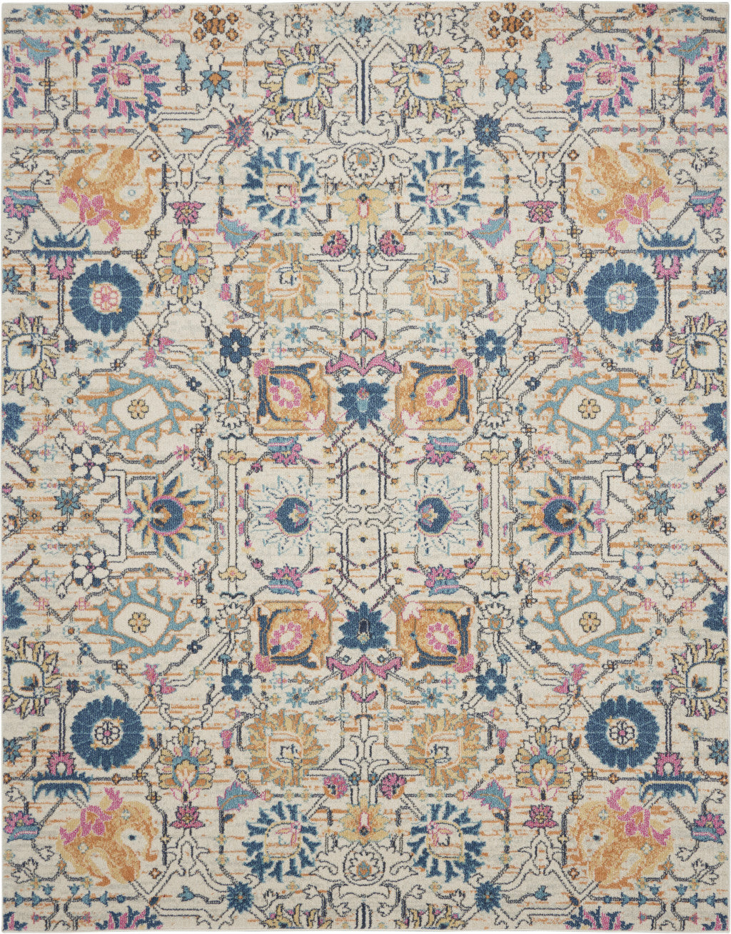 2' X 3' Ivory And Blue Floral Area Rug