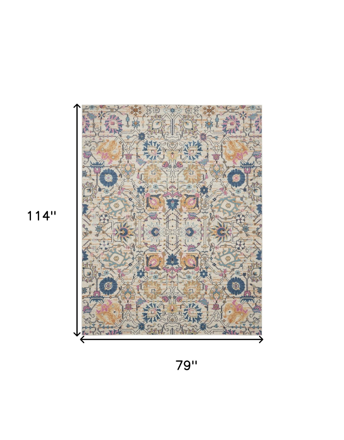 2' X 3' Ivory And Blue Floral Area Rug