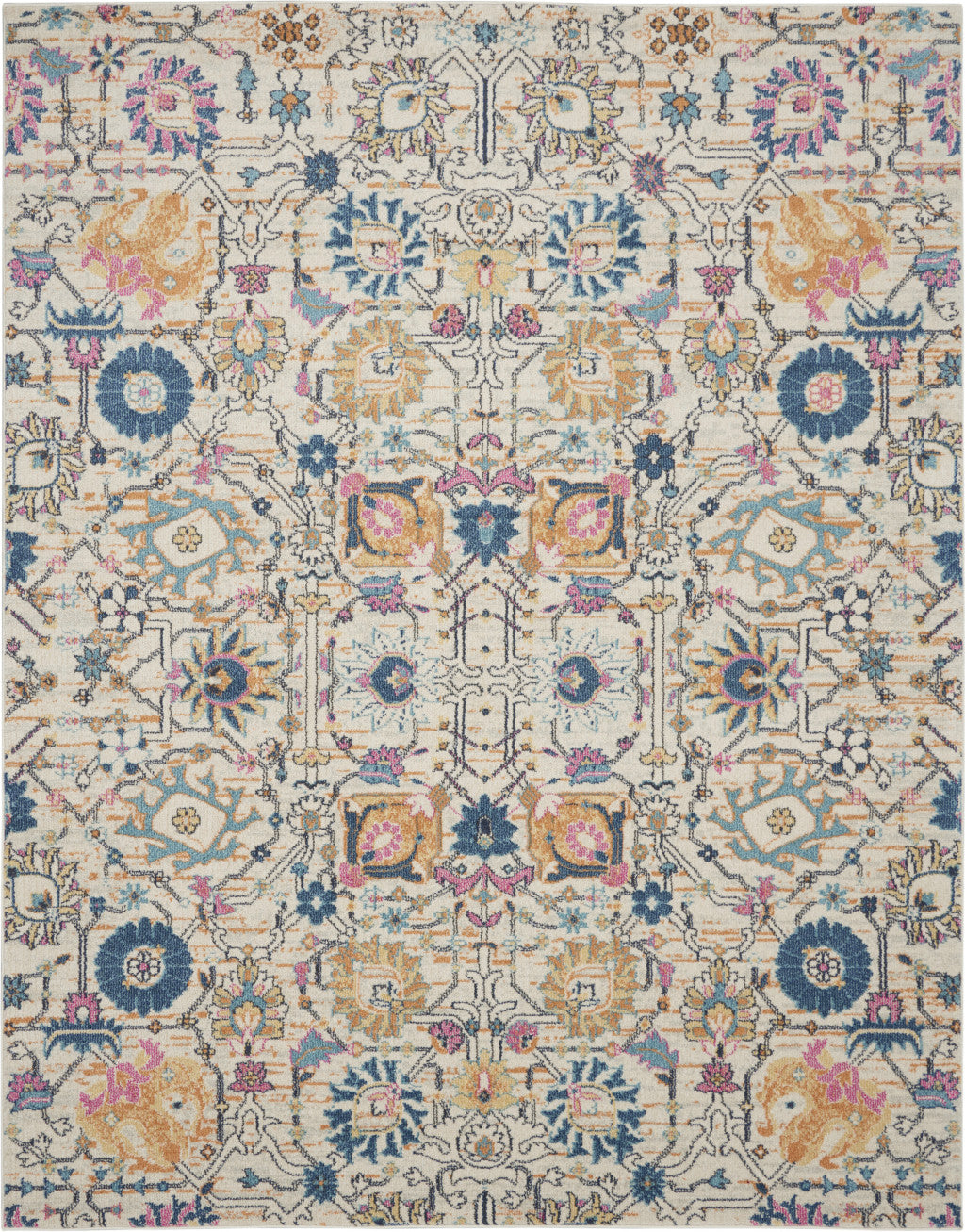 2' X 3' Ivory And Blue Floral Area Rug