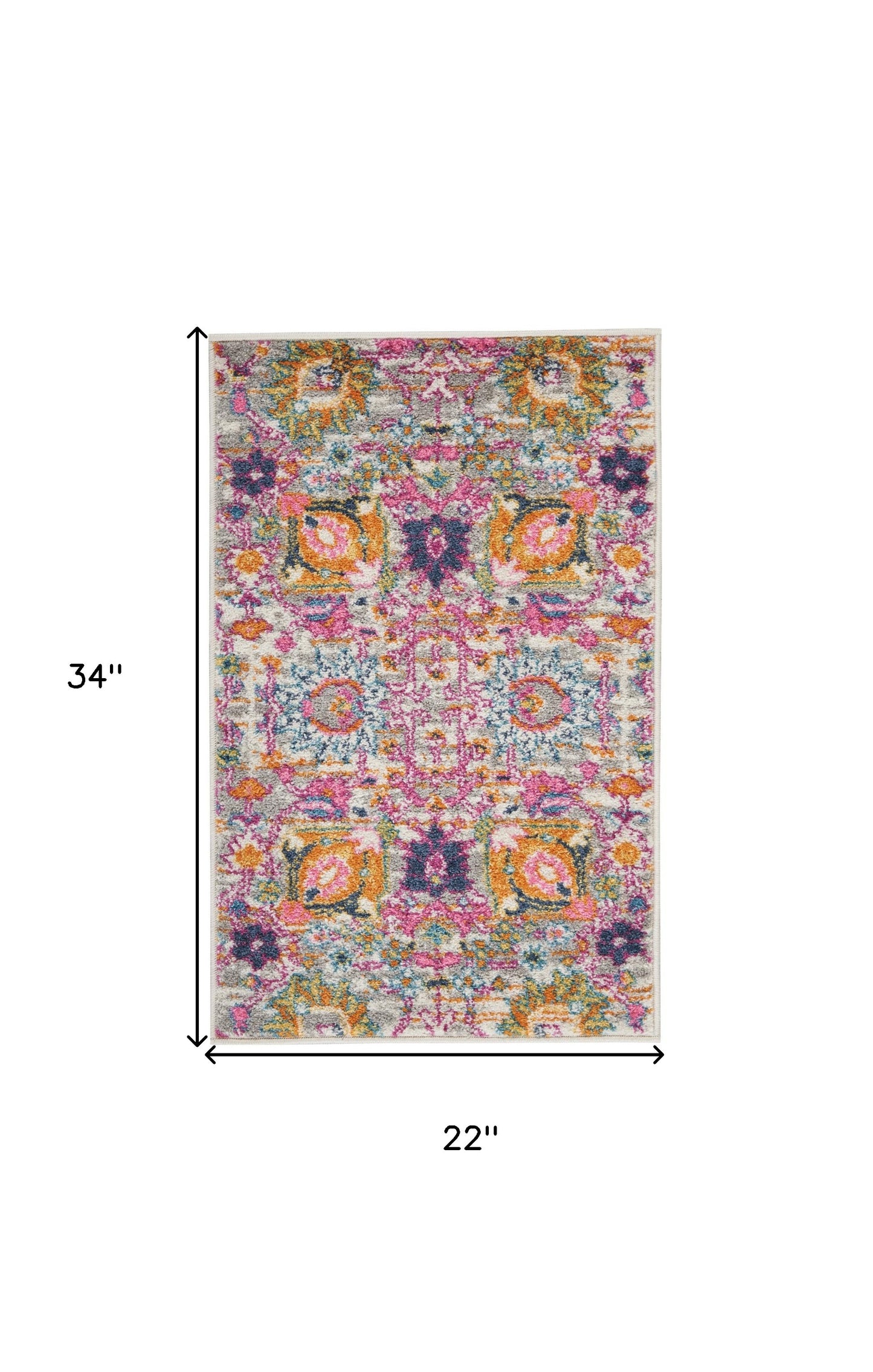 4' X 6' Silver Gray And Pink Floral Distressed Area Rug