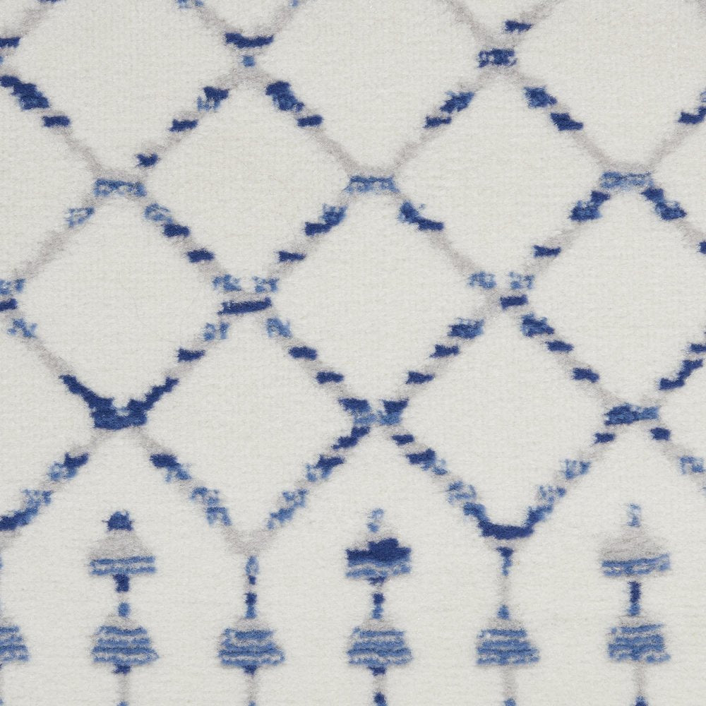 5' X 7' Ivory And Blue Geometric Area Rug