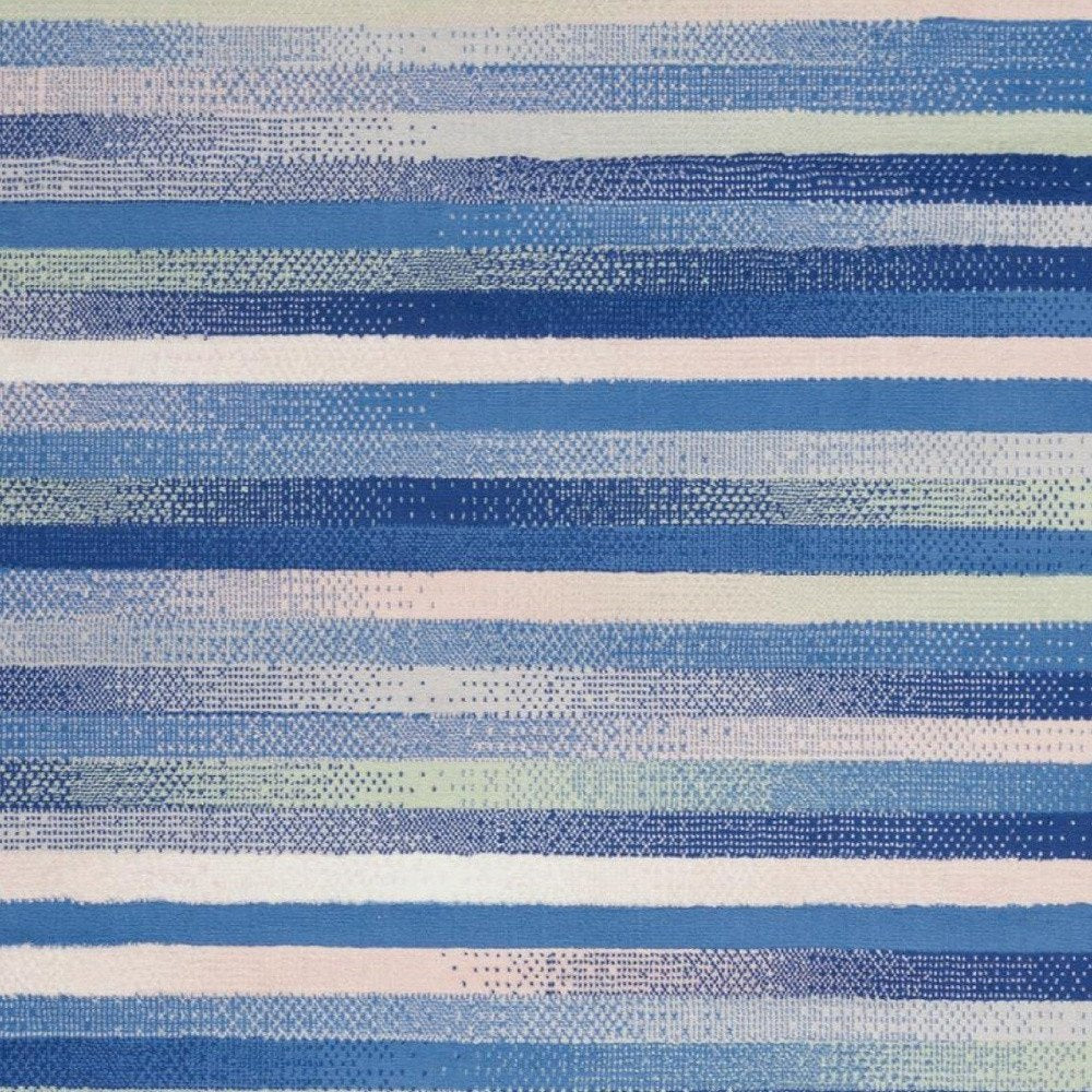4' X 6' Blue And White Striped Distressed Area Rug
