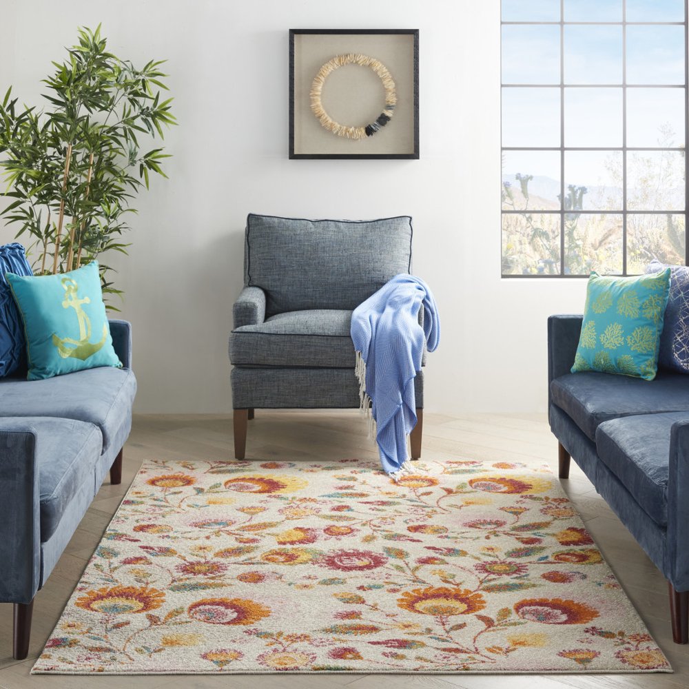 4' X 6' Blue And Gray Geometric Area Rug