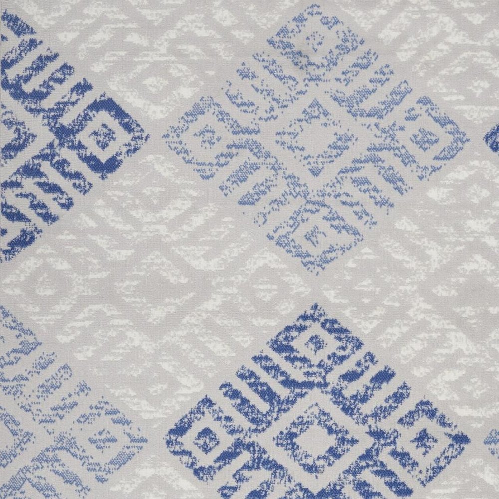 4' X 6' Blue And Gray Geometric Area Rug