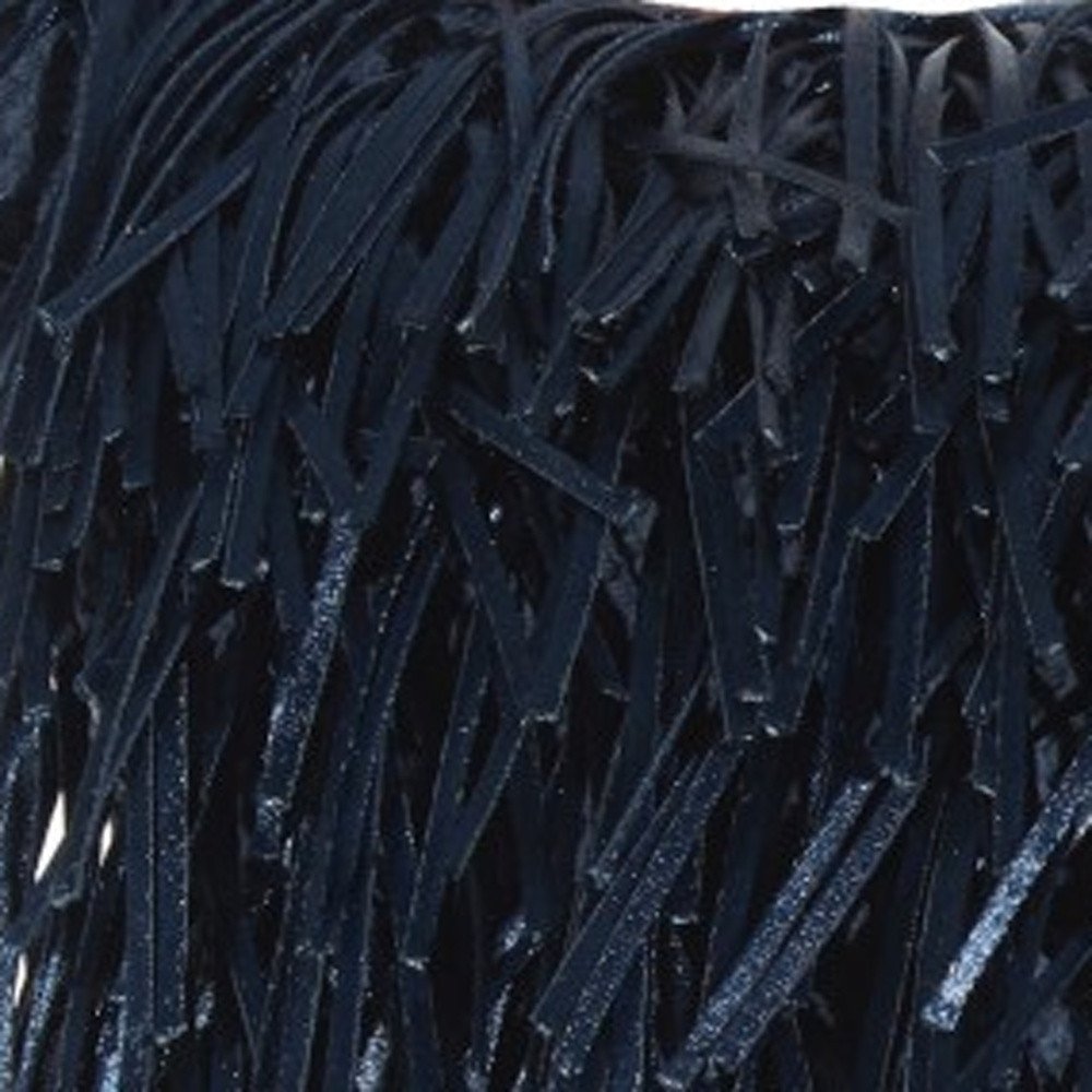 20" Navy Blue Textured Throw Pillow with Fringe