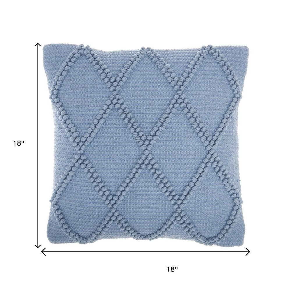 18" Blue Diamond Cotton Blend Throw Pillow with Texture