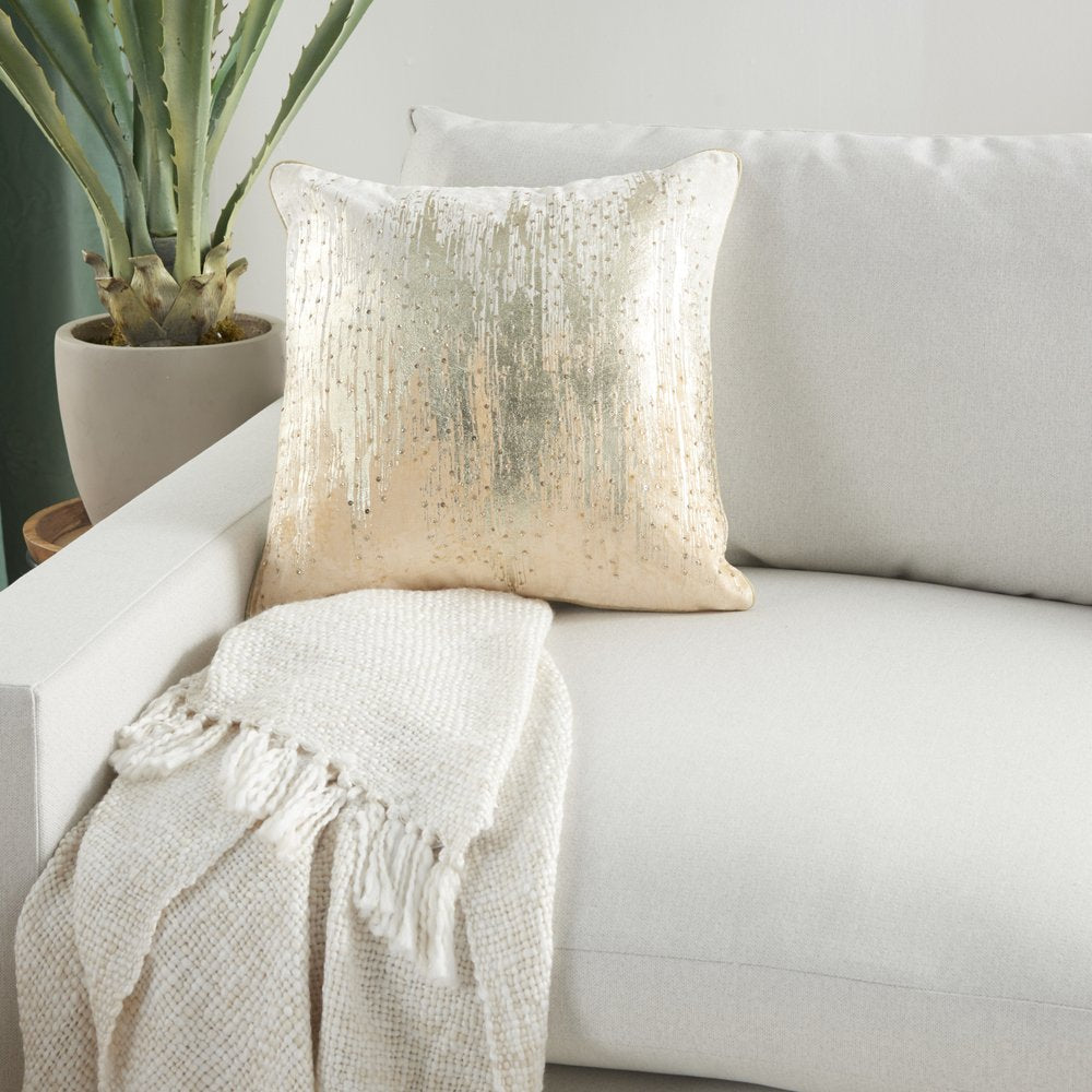 18" Cream Velvet Throw Pillow