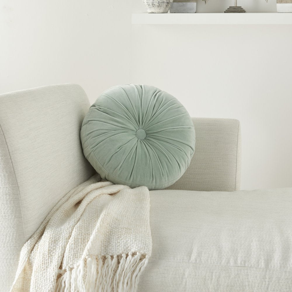 16" X 16" Mint Green Round Velvet