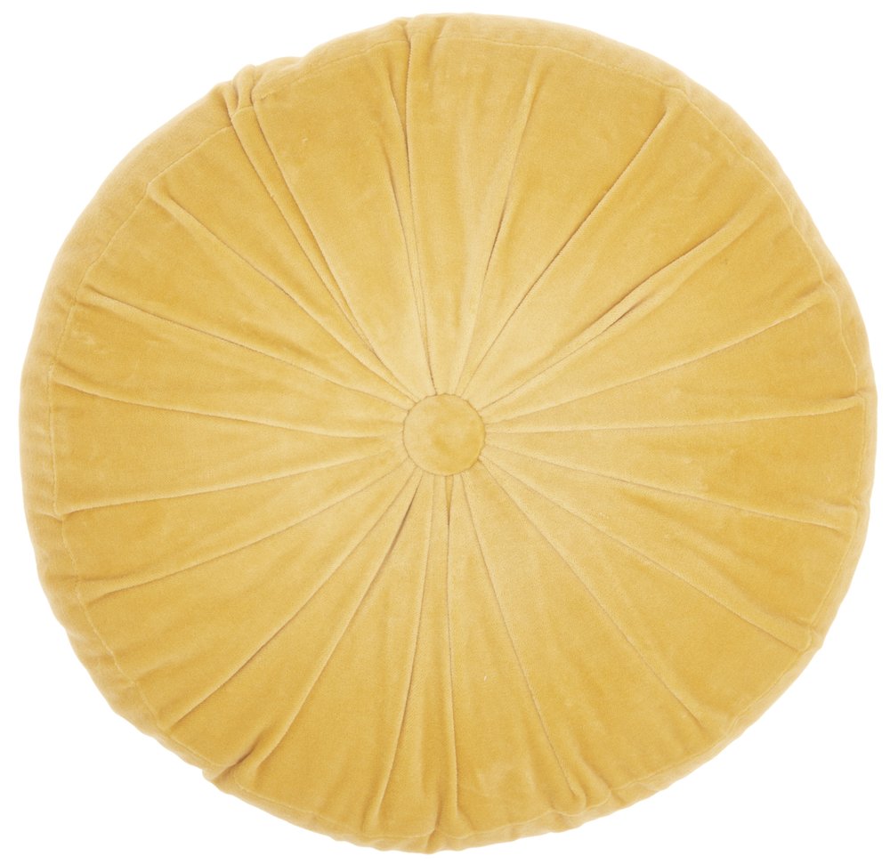 16" X 16" Mustard Yellow Round Velvet