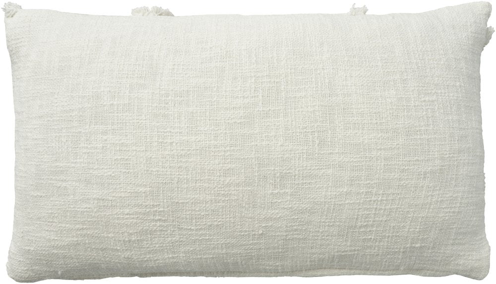 White Abstract Shaggy Detail Lumbar Pillow