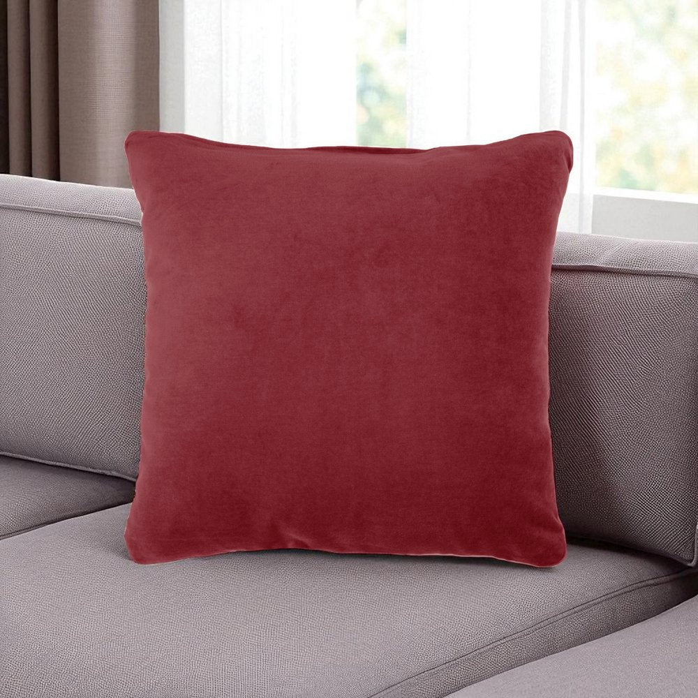 16" X 16" Red Solid Color Velvet Throw Pillow